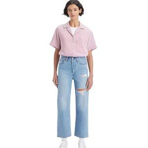 Levi's Ribcage Straight Ankle Distressed Jeans Size 25 Retail $98